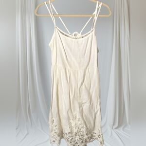 Abercrombie & Fitch LaceTrim Sheer Back Viscose-Cotton White Dress Small EuC